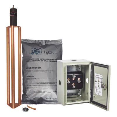 Kit de puesta a tierra / 70 A / Electrodo + Filtro + Acoplador 1500 A / Gabinete NEMA 4 / 20x30x12 cm (7.9x11.8x4.7 in)