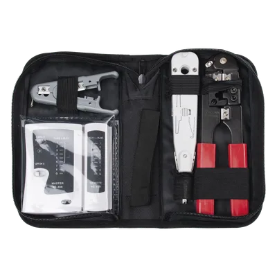 Kit de Herramientas para Instalación de Redes / Probador LED / Pinzas Ponchadoras / Herramienta 110 IDC / Pelacables Ajustable