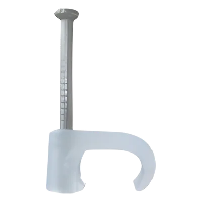 Grapa para cable plano / 5 mm / Clavo 25 mm (1') / Polipropileno transparente / 100 pzs