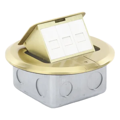 Mini Caja de Piso Redonda / Bronce / 3 Puertos / 0.829 kg / Voz y Datos / Keystone