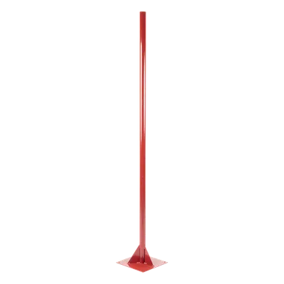 Base Plana con Mástil / Acero 30 x 30 cm / Tubo 1 7/8" Calibre 18 / Altura 2 m (6.6 ft) / Cartabones Inox 3/16" / Salida Cable 1"