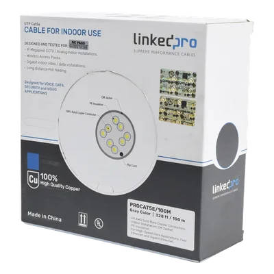 Cable UTP Cat5e / 4 Pares / 100% Cobre Calibre 24 / 100 MHz / 100 m (328 Pies) / Interior