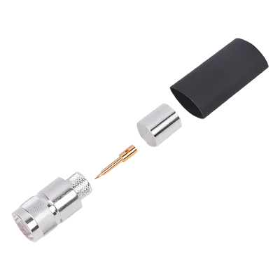 Conector N Macho / Anillo Plegable / Bronce Plateado / Contacto Oro / Teflón / LP-600 LMR-600 CNT-600
