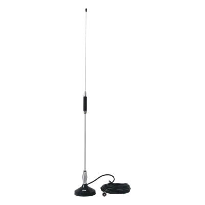 Antena Móvil CB / Banda Civil 26.960 - 27.400 MHz / Acero Inoxidable / Base Magnética / Cable RG58 5 m / 61 cm (24 in)