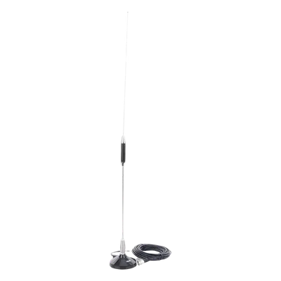 Antena Móvil CB / Banda Civil 26.960 - 27.400 MHz / Acero Inoxidable / Base Magnética / Cable RG58 5 m / 61 cm (24 in)