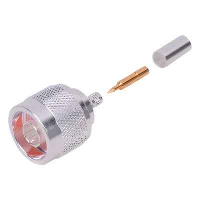 Conector Coaxial N Macho / Anillo Plegable / Cable RG-142/U / Cuerpo Bronce Plateado / Contacto Oro / Aislante Teflón
