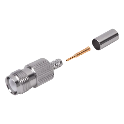 Conector Coaxial TNC / Hembra Inverso / Anillo Plegable / Para Cable RG-142/U / Contacto Oro 50 μm / Aislante Teflón