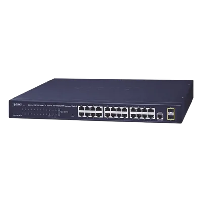 Switch Administrable Capa 2 / 24 Puertos Gigabit RJ45 / 2 Puertos SFP 100/1000X / 52 Gbps / 1U Rack / 17.5 x 8.15 x 1.77 in