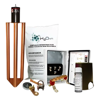 Kit de Tierra Física Con Electrodo Magnetoactivo Capacidad Max: 400 AMP
