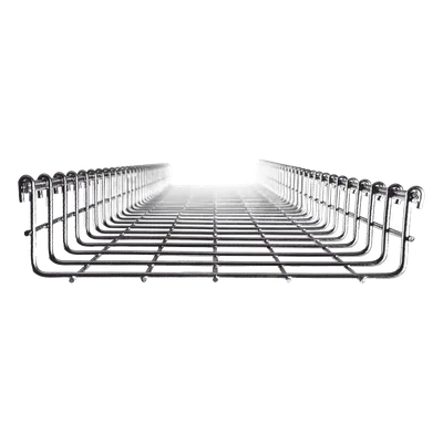 Charola Tipo Malla / Ancho 250 mm (9.8 in) / Peralte 66 mm / Tramo 3 m (9.8 ft) / Electro Zinc 15-20 micras / Capacidad 263 Cables Cat6