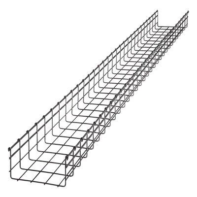Charola tipo malla / 105 mm peralte / 200 mm ancho / 3 m tramo / 334 cables Cat6 / Electro zinc
