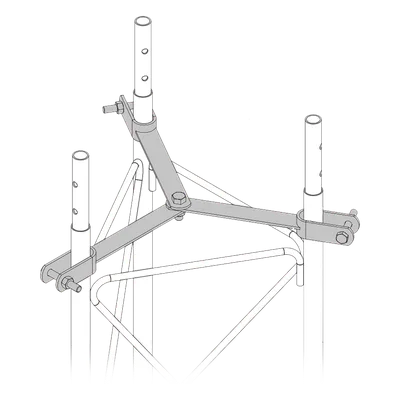 Brida de sujeción de retenida / Delta con punto central / Galvanizado hot dip / Compatible STZ60G / Tornillería grado 5