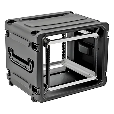 Gabinete Móvil con Amortiguador / Rack 19" / 8U / Ruedas Integradas / Resistente a Golpes y Agua / Pestillos Antipolvo