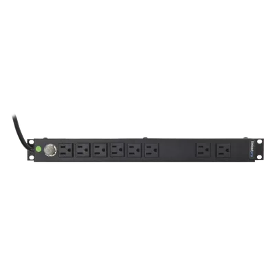 PDU Horizontal / 8 Contactos NEMA 5-15R / 120Vca / 15A / Rack 19" 1U / Cable 2.5 m (8.2 ft)