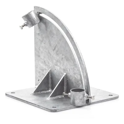 Base para Mástil con Ajuste de Ángulo / Acero Galvanizado en Caliente / Mástil 1" a 1-3/4" / Inclinación 0° a 60° / Tolerancia ±5 cm