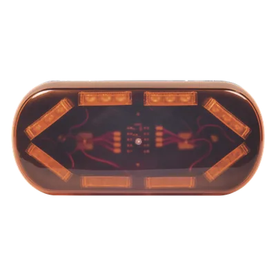 Mini Barra LED / 24 LED Ámbar / 25 Patrones de Destello / Montaje Magnético y Succión / 12 VCC / IP Extremo -40°C a 55°C