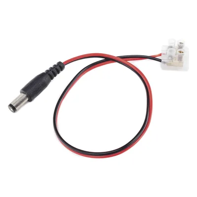 Cable de Alimentación DC / Calibre 18 AWG / Conector DC Macho 5.5x2.1 mm / Bloque Terminal Atornillable / Longitud 28.5 cm