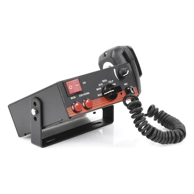 Sirena Vehicular / 100 W / 115 dB / 12 VCC / 5 Tonos Seleccionables / Micrófono Rudo / Interconexión Radio
