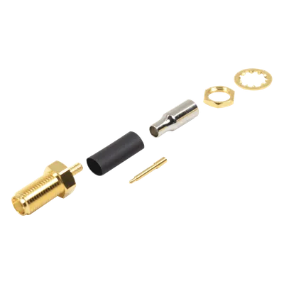 Conector SMA Hembra Inverso / Chasis D-Plano / Anillo Plegable RG-316 / Cuerpo Niquelado / Contacto Plateado