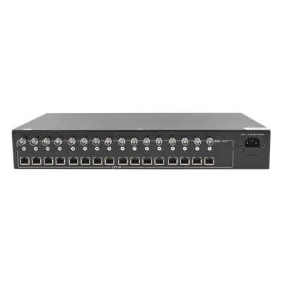 Kit de 16 canales para transmisión de ALIMENTACION (NO SOPORTA COAXITRON)( de 36 Vcc a 12 Vcc) y video (HD-TVI) a distancias de hasta 250 m.