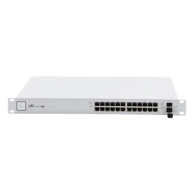 Switch PoE UniFi capa 2 Administrable de 26 puertos Gigabit (24 eth PoE y 2 SFP) 802.3 af/at / Pasivo 24V, 500 Watts, throughput de 38.69 Mpps