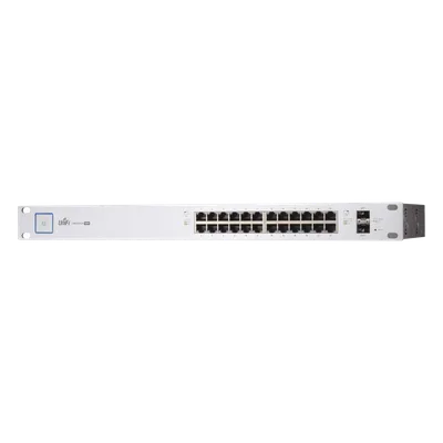 Switch PoE UniFi capa 2 Administrable de 26 puertos Gigabit (24 eth PoE y 2 SFP) 802.3 af/at / Pasivo 24V, 500 Watts, throughput de 38.69 Mpps