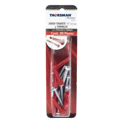 Kit de Fijación / Taquetes de Doble Expansión 1/4" / Tornillos 10 x 1 1/2" (38 mm) / Carga 60 kg / 20 Piezas