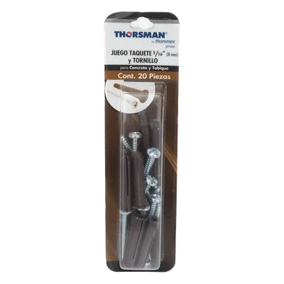 Kit de Fijación / Taquetes Doble Expansión / 10 Piezas / Tornillos 10 mm x 1 3/4" (44.5 mm) / Carga 120 kg