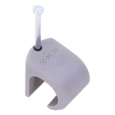 Grapa para cable redondo / 14mm / Calibre 6 / Polipropileno gris / 100 piezas / -10°C a +120°C