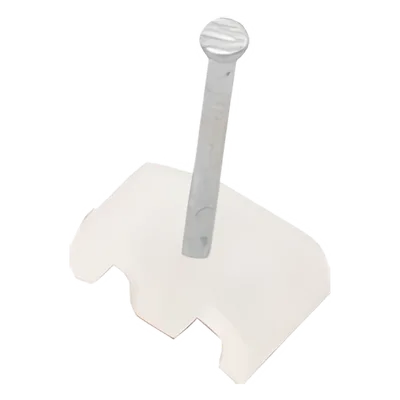 Grapa doble para cable redondo / 4 mm / Clavo 1.8 x 22 mm / Polipropileno transparente / 100 piezas