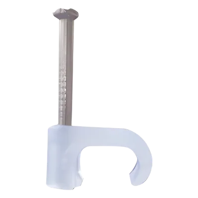 Grapa para cable plano / 4mm / Polipropileno transparente / 100 piezas / Clavo 20mm x 1.2mm / -10°C a +120°C