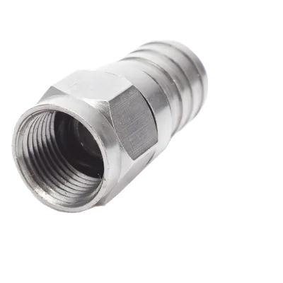 Conector F Macho, 75 Ohm, Plegable para Cable RG-6/U sin pin, Niquel/Polietileno.