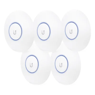 Paquete de 5 Access Point UniFi, doble banda 802.11ac, MIMO 2X2, soporta 100 clientes, hasta 867 Mbps, para interior, PoE 802.3af.