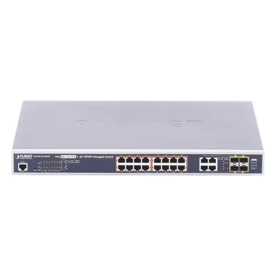 Switch Administrable 16 puertos 10/100/1000 802.3at PoE 230W y 4 puertos GigabitTP/SFP Combo