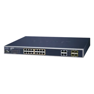 Switch Administrable 16 puertos 10/100/1000 802.3at PoE 230W y 4 puertos GigabitTP/SFP Combo