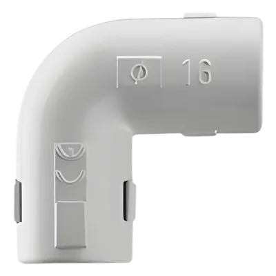 Unión en L para Tubería Rígida / PVC 25 mm / Auto-extinguible / Libre de Halógenos / Resistente a Impactos