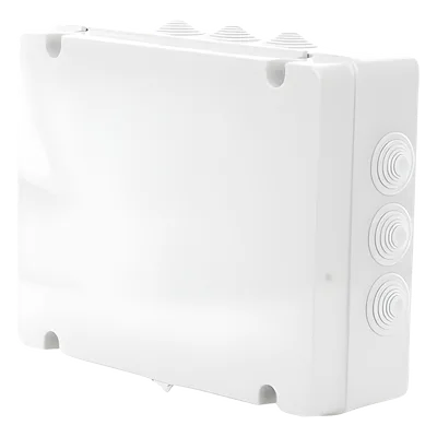 Caja Estanca de PVC Para Derivación y Conexión, 12 Entradas, Tapa Atornillada, 380x300x120 mm (Área interna), Uso Exterior IP55, Material que no Propaga el Fuego y Libre de Hálogenos