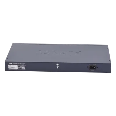 Switch administrable PoE+ / 24 puertos 10/100TX / 2 puertos combo Gigabit TP/SFP / 220W / 6,54 Mpps / 0-50°C / 1,44 x 0,98 x 0,15 pies