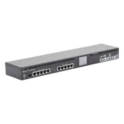 Router Board, CPU 1 Núcleo, 5 Puertos Gigabit, 5 Puertos Fast, 1 Puerto SFP, Licencia Nivel 5 y montaje en Rack