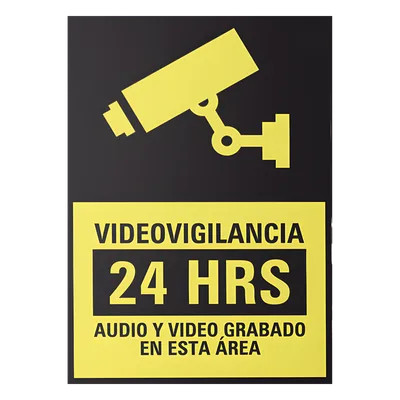 Letrero de Videovigilancia / Poliestireno Resistente / 20 x 30 cm (7.9 x 11.8 in) / Interior y Exterior