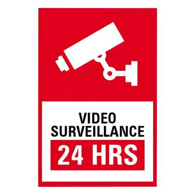 Letrero de Videovigilancia / 19.8 x 30 cm / 7.8 x 11.8 in / Poliestireno / Inglés