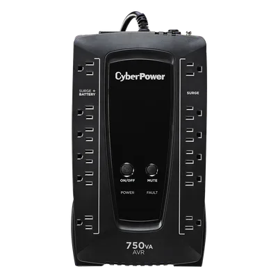 UPS de 750 VA/450 W, Topología Línea Interactiva, Entrada 120 Vca NEMA 5-15P, Tipo Gabinete Compacto, Con 12 Tomas NEMA 5-15R