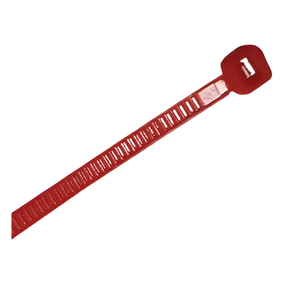 Cincho de Nylon / 4.8 x 300mm / 22 kg Tensión / Rojo / 100 pzs / -40°C a +80°C / 1.02 x 0.19 pies