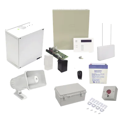 Kit de Alarma Vecinal / Panel 48 Zonas / 40 Botones de Pánico Inalámbricos / Sirena Estroboscópica Exterior