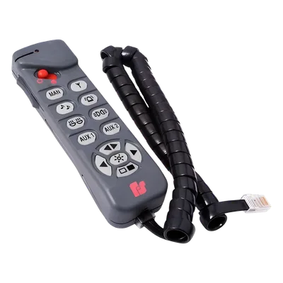Control remoto / Botonera BCT500 / Microprocesador / RS-485 / 10 salidas relé 10A / 12V ±20% / -20°C a +60°C / 5.9 x 1.7 x 1.4 in (BCT500) / 2.4 x 5.5 x 7.5 in (GEP500)