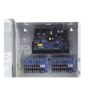 Fuente de Poder Controlada / 12 VDC 10 A / 16 Salidas con Fusibles / Cargador de Batería de Respaldo / Supervisión de Fallo CA
