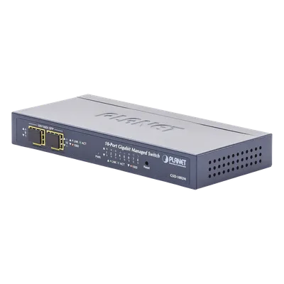 Switch Administrable / 8 Puertos Gigabit / 2 Puertos SFP / 20 Gbps Switching / Alimentación Dual PoE + DC / IPv6/IPv4 / CloudNMS