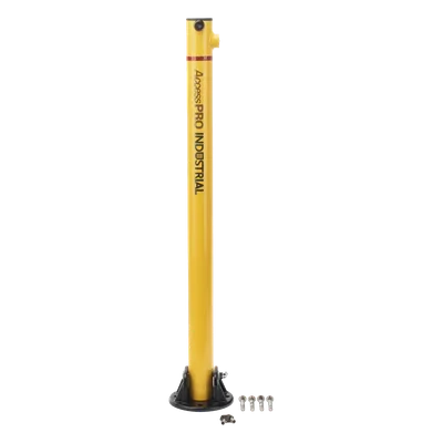 Bolardo Retráctil / Acero de Alta Resistencia / 60 x 900 mm / Llave de Seguridad / Bandas Reflejantes / Uso Exterior
