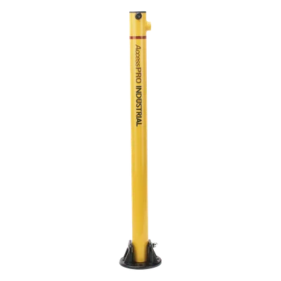 Bolardo Retráctil / Acero de Alta Resistencia / 60 x 900 mm / Llave de Seguridad / Bandas Reflejantes / Uso Exterior