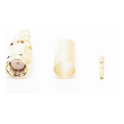 Conector SMA Macho Inverso / Anillo Plegable / Cables RG-8/X, LMR-240, 9258 / Cuerpo y Contacto Oro / Aislante Teflón